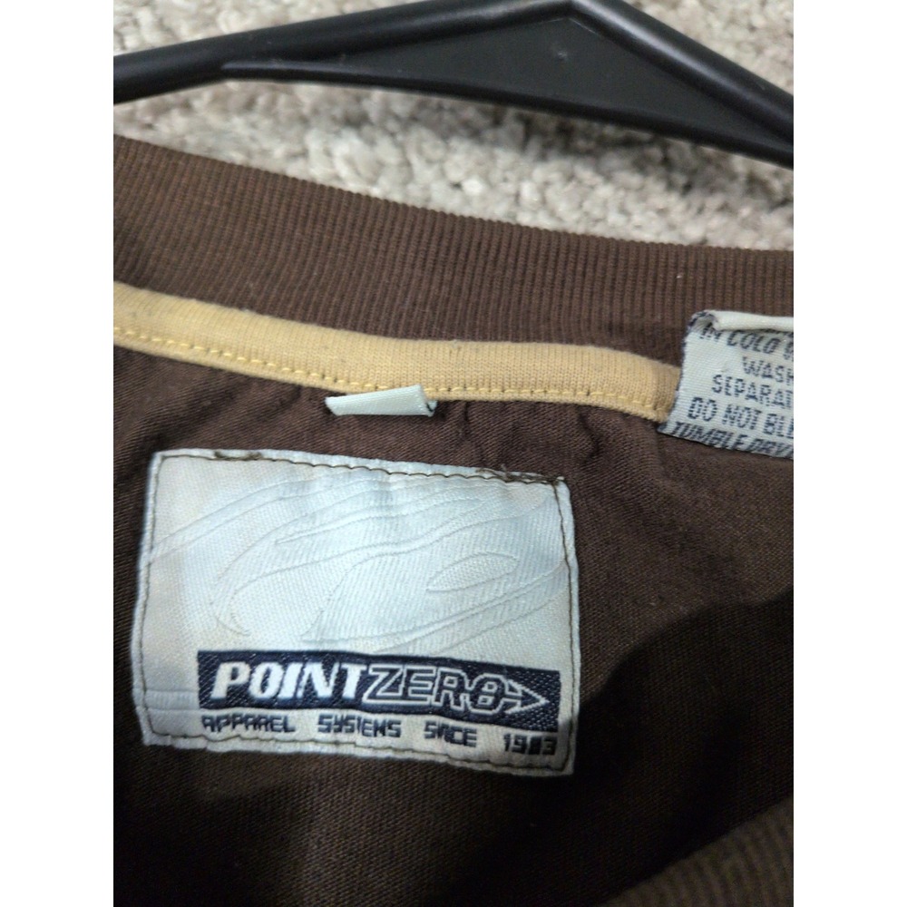 Point Zero Mens XL Brown Striped Short Sleeve T-Shirt Crew Neck Y2K Streetwear - Picture 4 of 9